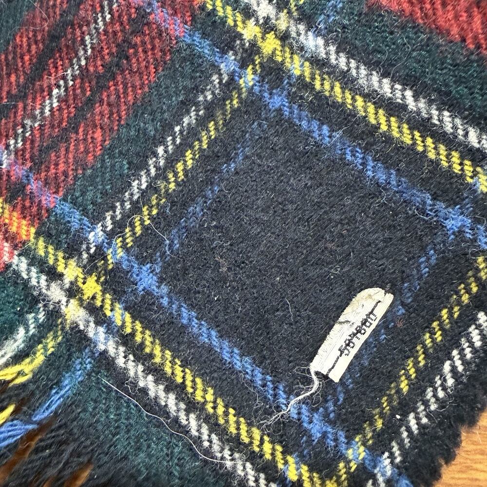 Hilltop Brand Black Stewart Plaid Cashmere/Wool Neck Scarf. 12”x51” - Picture 2 of 3
